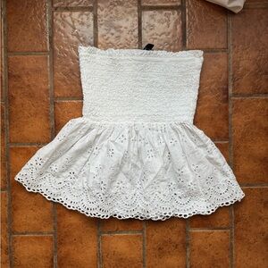 White Strapless Eyelet Top American Eagle